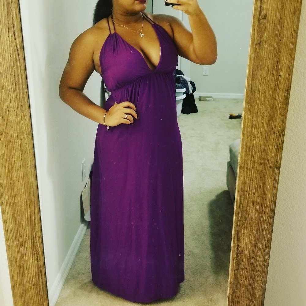 Plum Open Back Maxi Dress